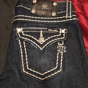 Miss Me Signature Dark Wash Skinny- bejeweled!